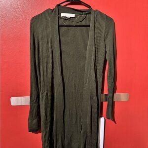 LOFT Dark Green Ribbed Sweater